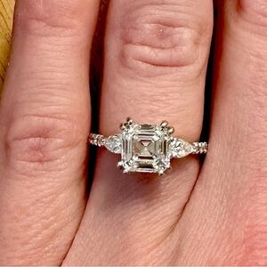Gabriel & Co 2.63 TCW Sookie 3 Stone Diamond Engagement Ring Size 5.5 White Gold